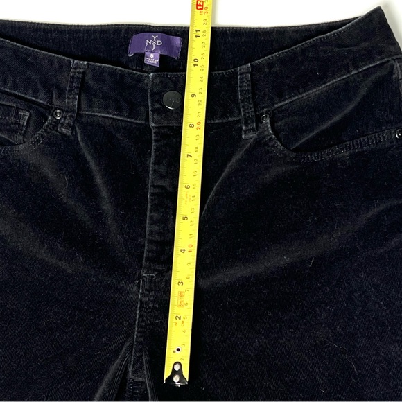 NYDJ Marilyn Mini Wale Corduroy Pants sz 8 Black Slim Straight Leg Staple Piece - Picture 12 of 15